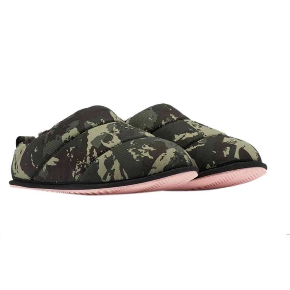 Sorel Bodega Run Camo Slippers Women’s 7 Faux Fur Lined Mule NWOB Cozy